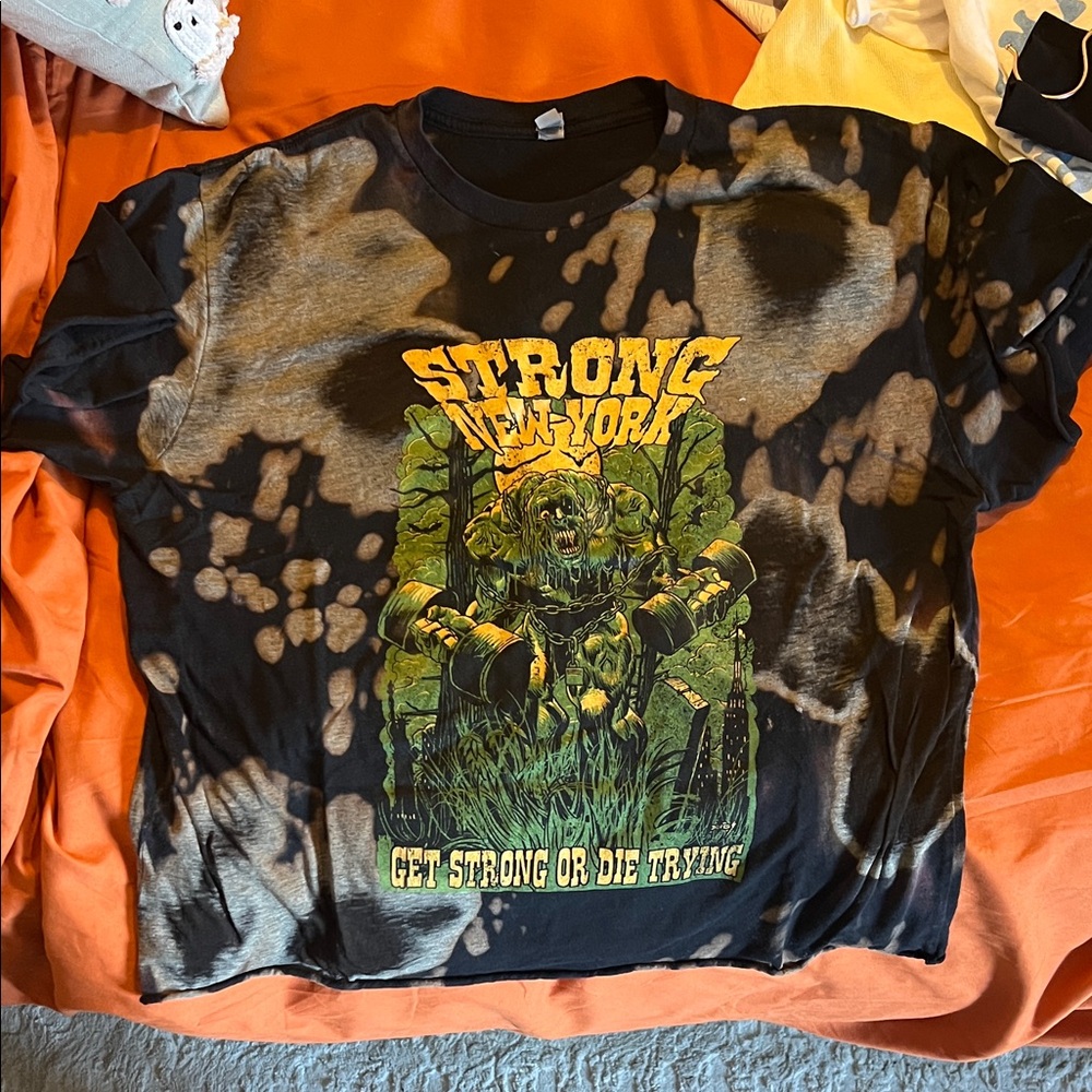 Next Level Apparel Black and‎ Orange Graphic Crop Top